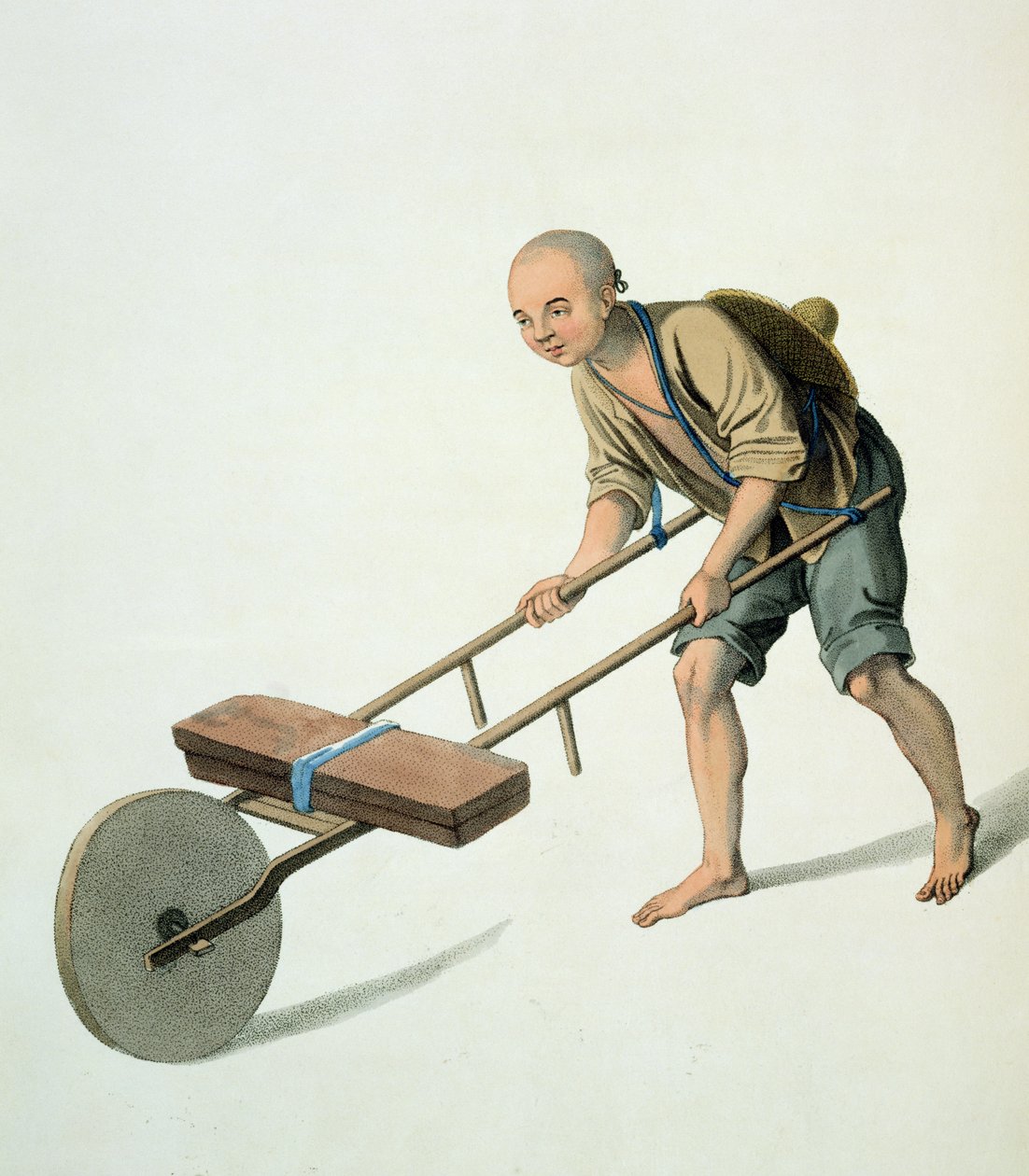 A Labourer, levy 27 teoksesta "The Costume of China", kaivertanut J. Dadley, 1800 tekijältä Major George Henry Mason