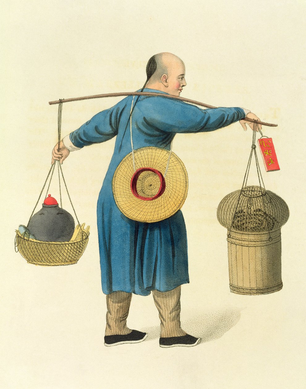 Viper Seller, levy 46 teoksesta "The Costume of China", kaiverrettu J. Dadley, 1800 tekijältä Major George Henry Mason