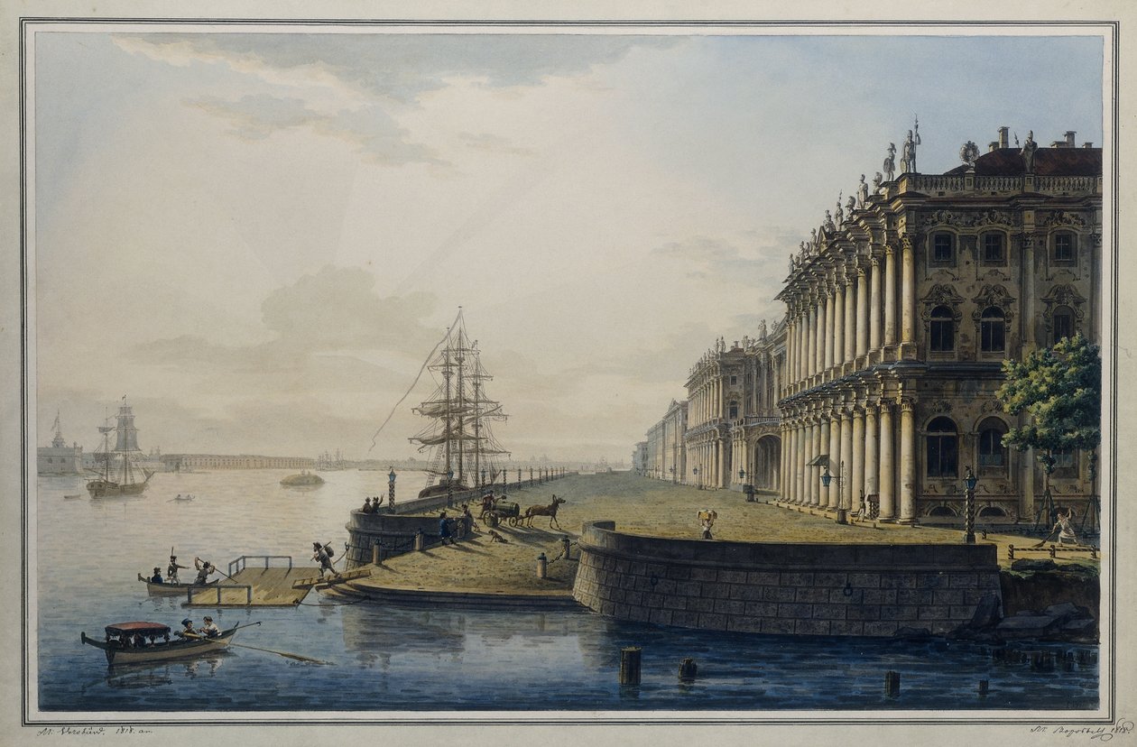 Näkymä keisarilliseen talvipalatsiin, 1818 tekijältä Maksim Nikiforovich VorobOev