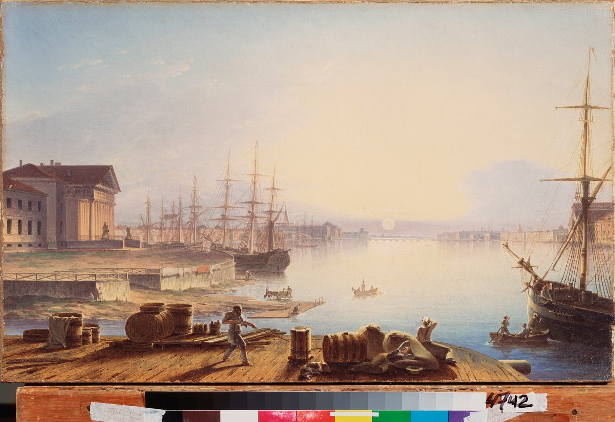 Auringonnousu Nevan yli Pietarissa - Maksim Nikiphorovich Vorobjevin (Vorobiev) (1787-1855) maalaus öljy kankaalle tekijältä Maksim Nikiforovich Vorobiev