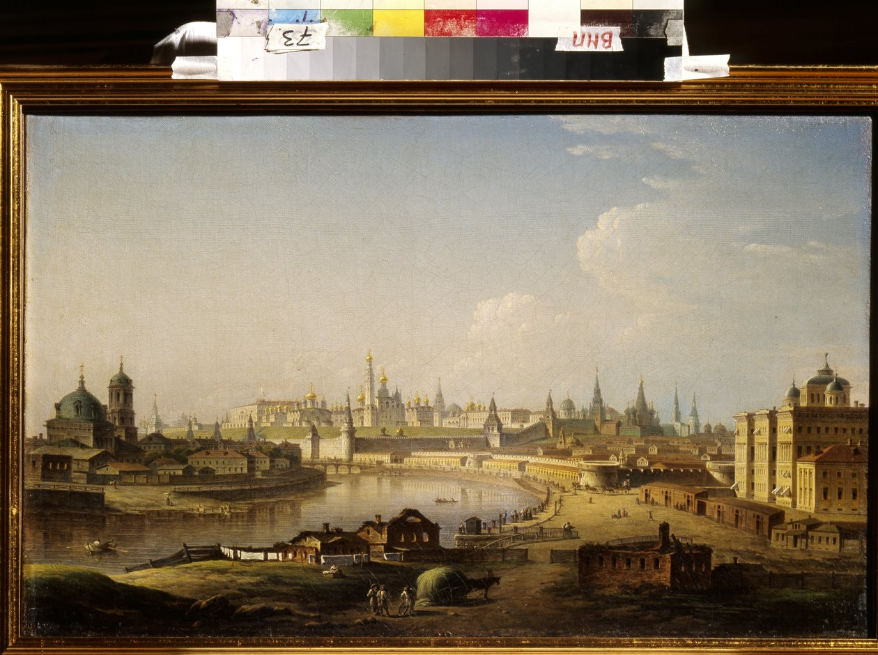 Näkymä Kremlistä ja orpokodista Moskovassa. Maksim (Maksim) Nikiphorovich Vorobyev (Vorobiev) (1787-1855) maalaus öljy kankaalle tekijältä Maksim Nikiforovich Vorobiev
