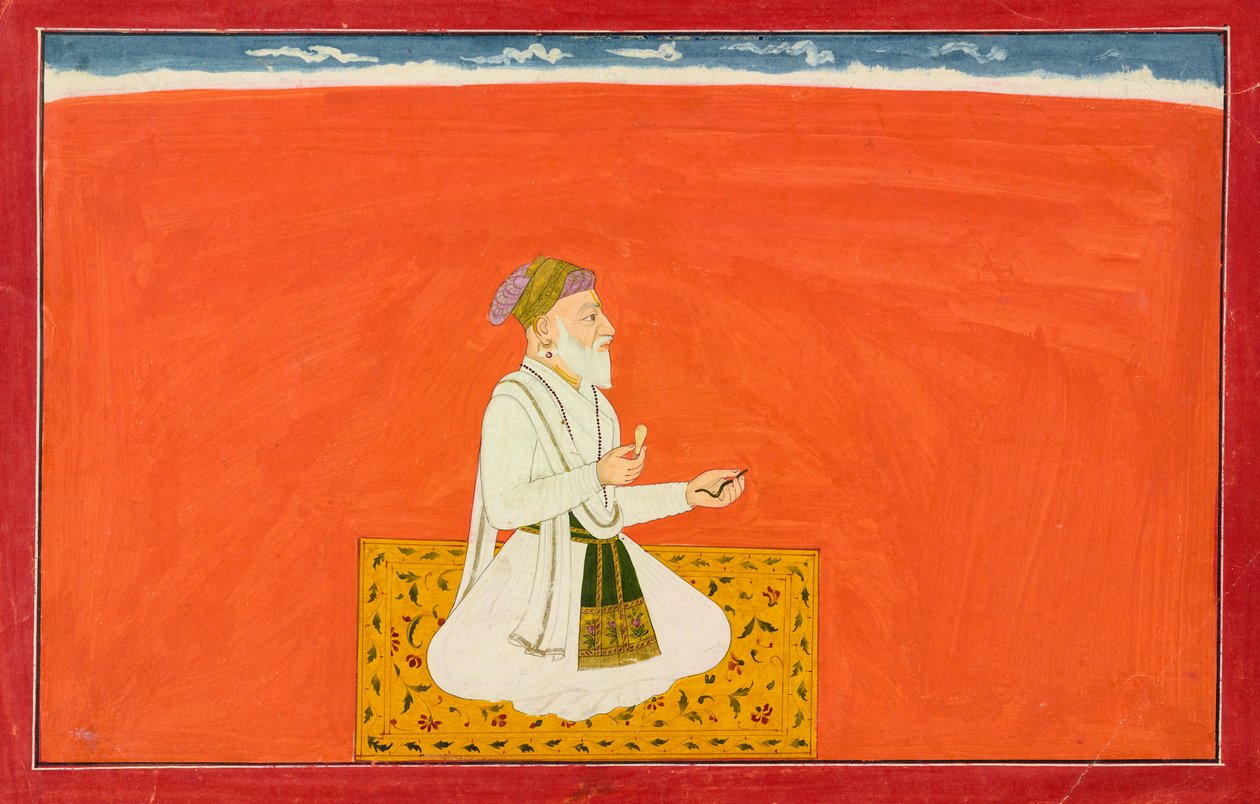 Todellinen lääkäri Dhanvantari, Folio kuudennesta Bhagavata Purana -sarjasta..., Ka. 1735-1740. tekijältä Manaku