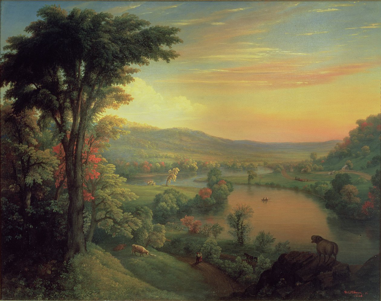 Näkymä Mohawkille lähellä Little Fallsia, 1854 tekijältä Mannevillette Elihu Dearing Brown