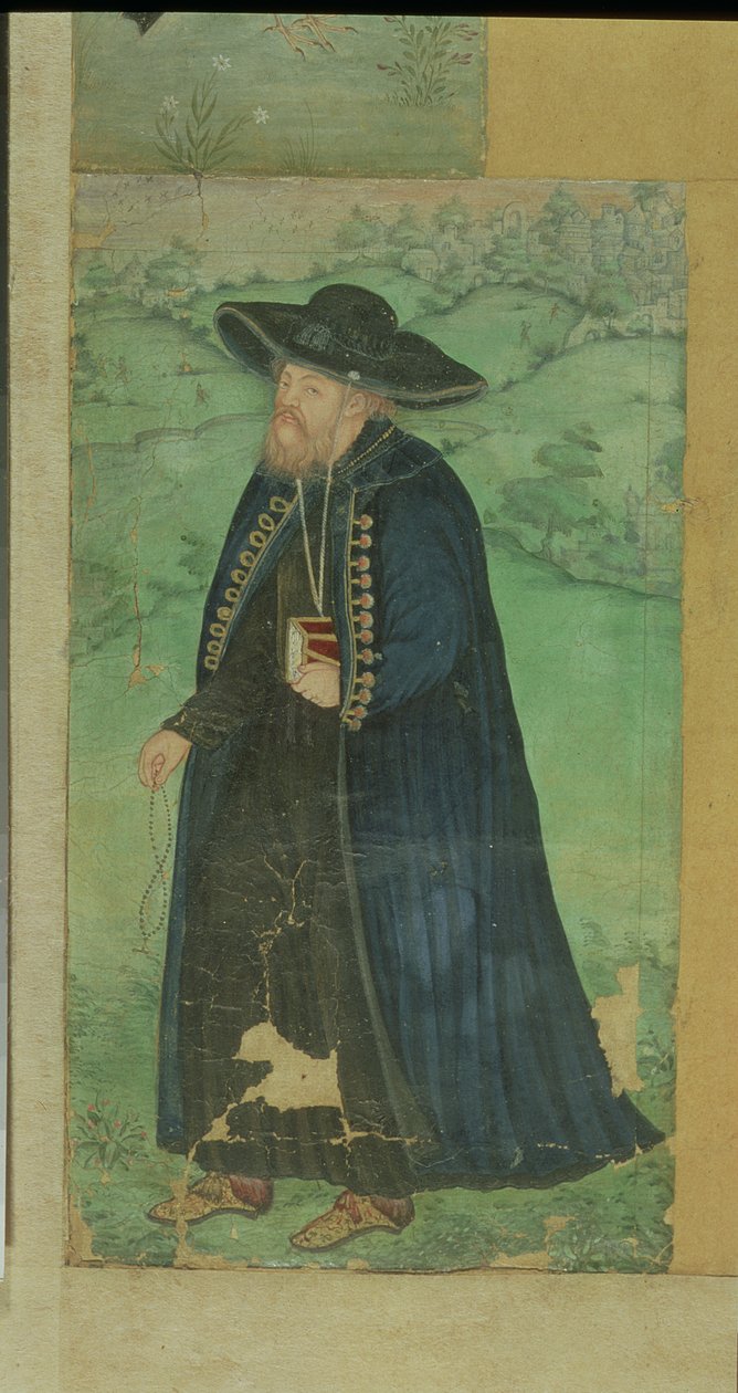 Jesuiittapappi, kirjoitettu persiaksi: "Jahangir Shahi Amal-e-Mansur", Mughal, 1610, (paperi), tekijältä Mansur