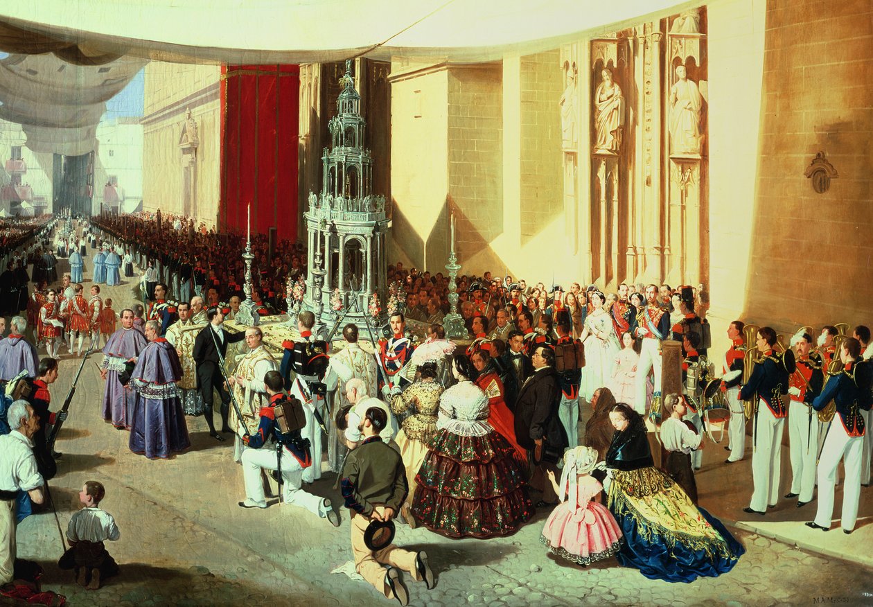Corpus Christin kulkue Sevillassa tekijältä Manuel Cabral y Aguado Bejarano