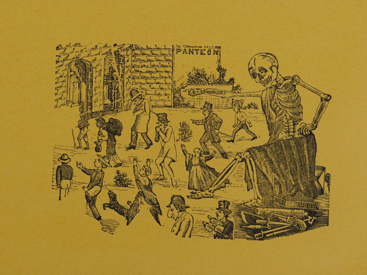 Giant Skeleton Dictator, 330 Grabados Originalesista, painanut Antonio Vanegas Arroyo (1850-1917), Mexico City, Meksiko (reliefikaiverrus) tekijältä Manuel Manilla