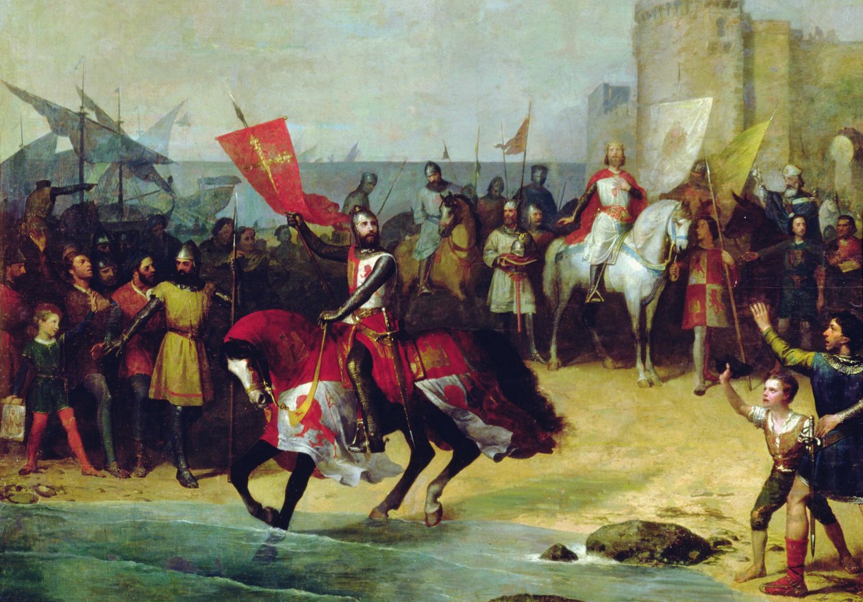 Alfonso Viisaan Cádizin takaisinvaltaus vuonna 1262 (öljy kankaalle) tekijältä Manuel Cabral y Aguado Bejarano