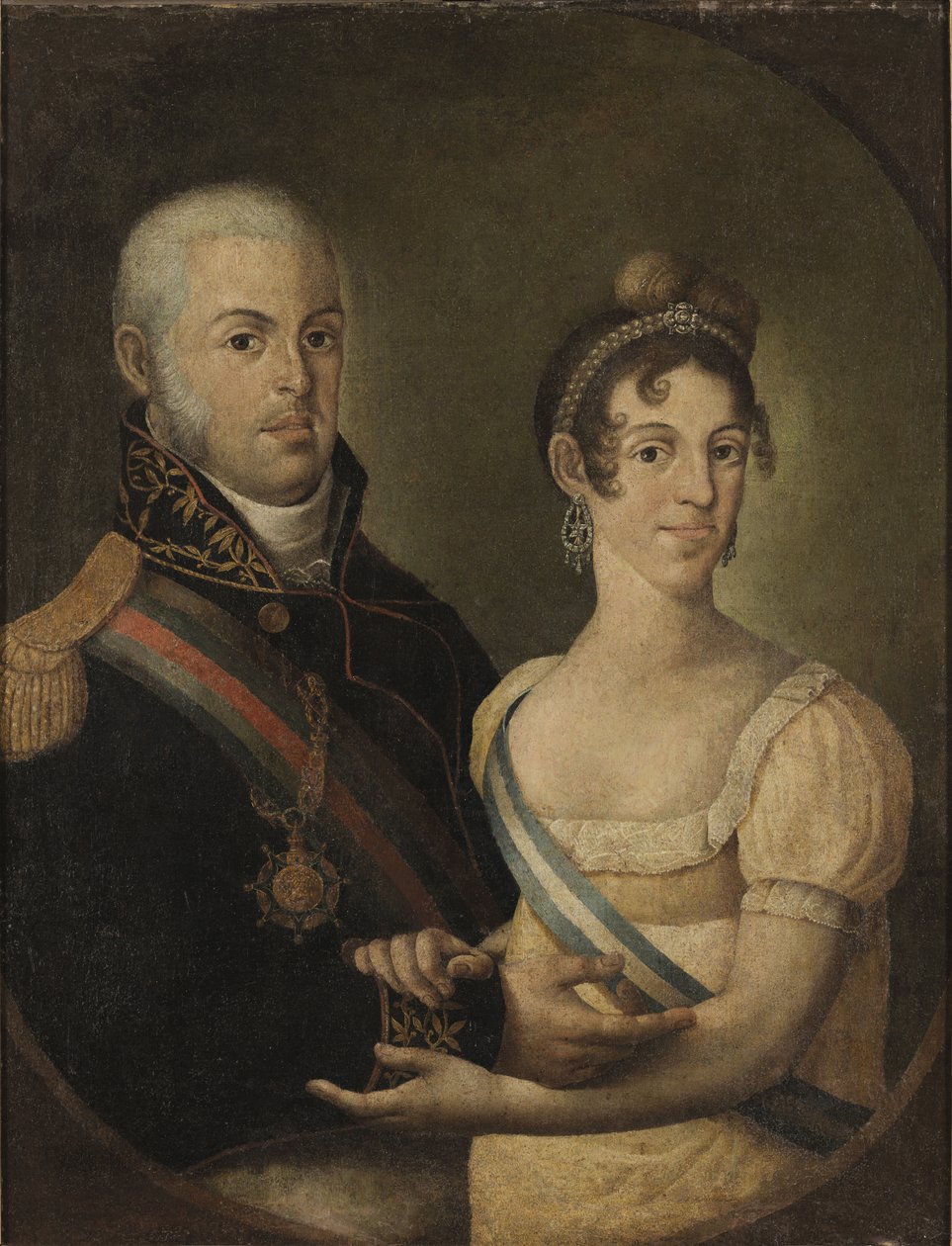 Portugalilaisen Johannes VI:n ja espanjalaisen Charlotte Joaquinan muotokuva tekijältä Manuel Dias de Oliveira