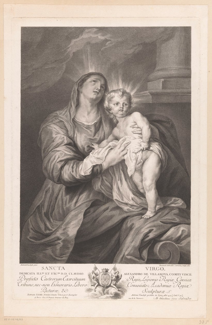 Maria Kristus-lapsen kanssa Sancta Virgo (nimi esineessä) tekijältä Manuel Salvador Carmona