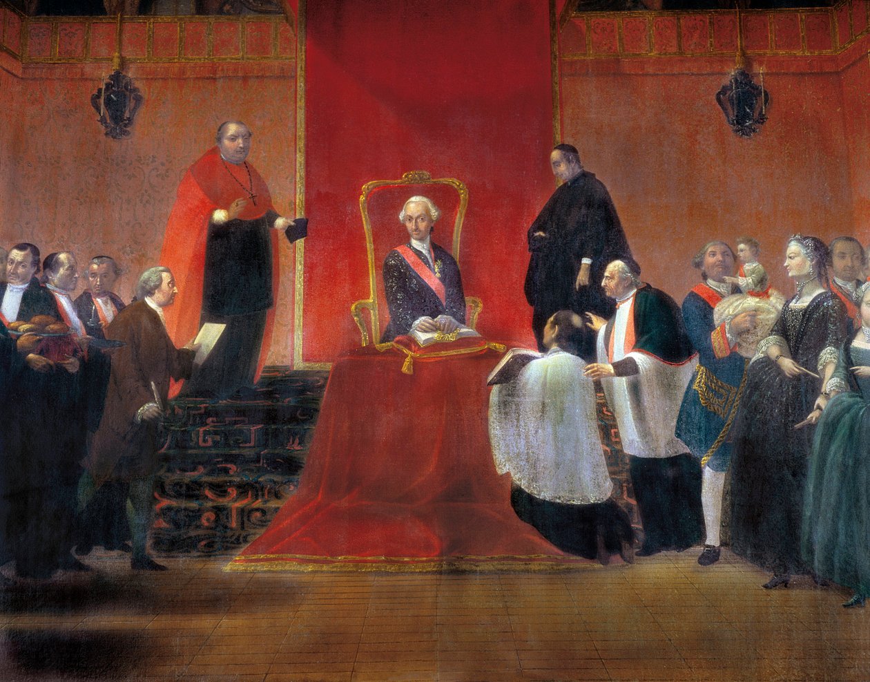 Kaarle III ottaa Barcelonan kanuunan haltuunsa vuonna 1759, yksityiskohta tekijältä Manuel Tramulles