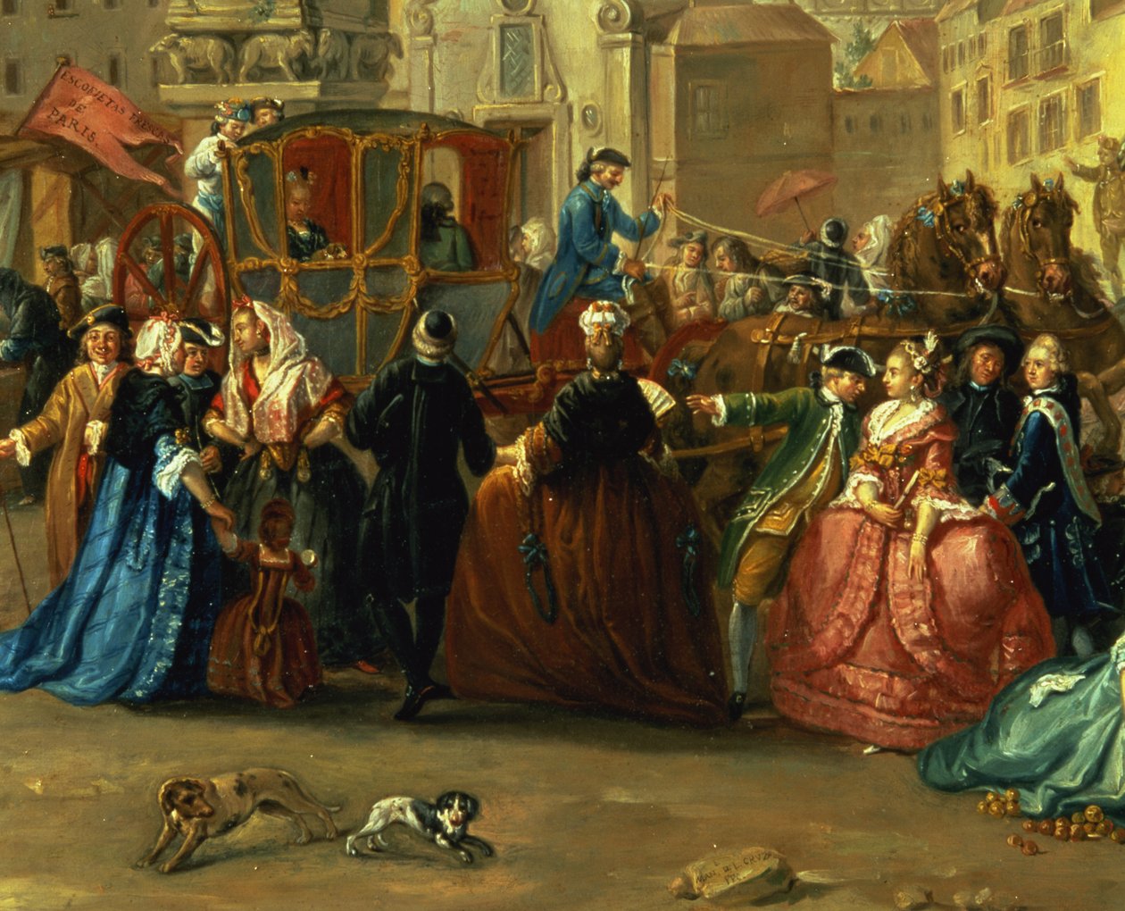 Madridin messut Plaza de la Cebadassa (öljy kankaalle) (yksityiskohta 106419) tekijältä Manuel de la Cruz y Cano