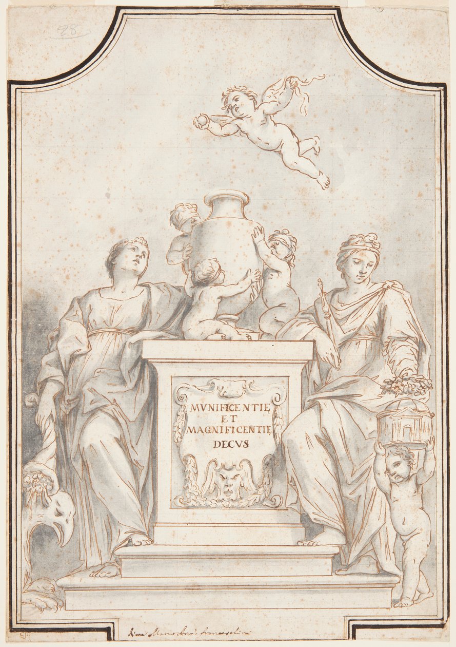 Suunnittelu yksiväriseen maalaukseen, Corpus Domini -kirkko, Bologna, Italia tekijältä Marc Antonio Franceschini