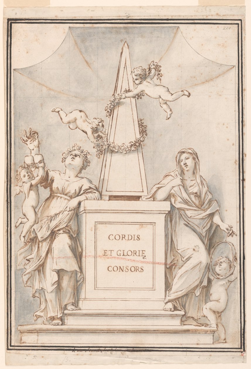 Suunnittelu yksiväriseen maalaukseen, Corpus Domini -kirkko, Bologna, Italia tekijältä Marc Antonio Franceschini