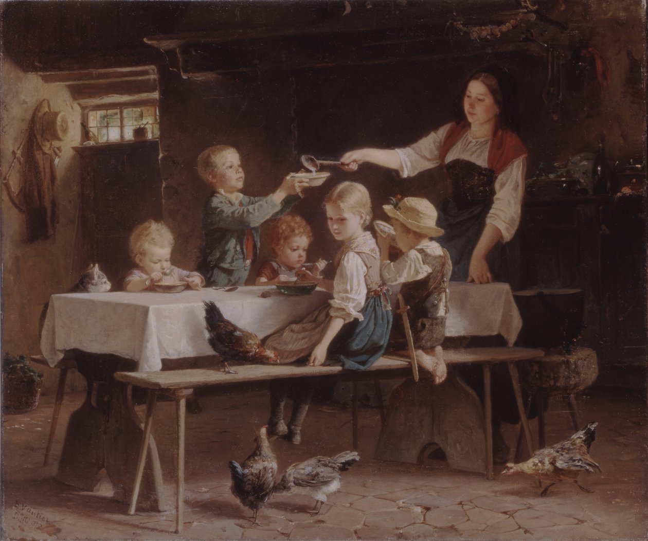 Lapset lounaalla, 1857 tekijältä Marc Louis Benjamin Vautier the Elder