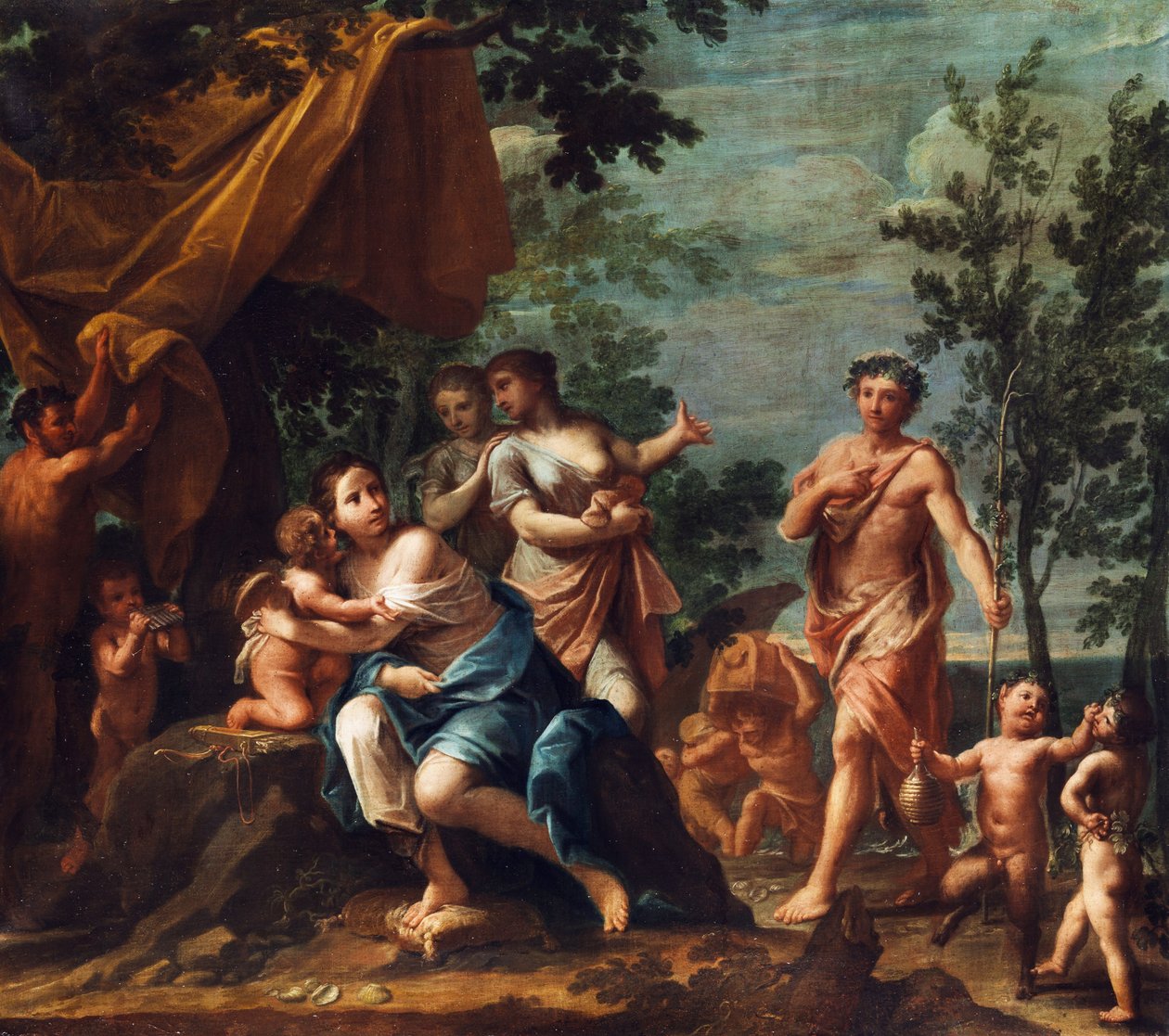 Apollo kolmen armon, Venuksen, Cupidon ja Panin kanssa tekijältä Marcantonio Franceschini