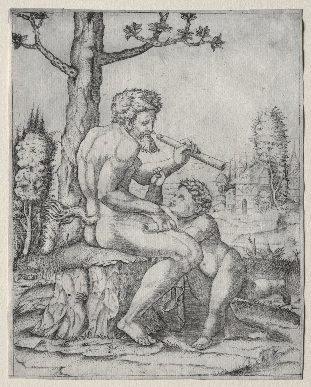 Faun ja lapsi tekijältä Marcantonio Raimondi