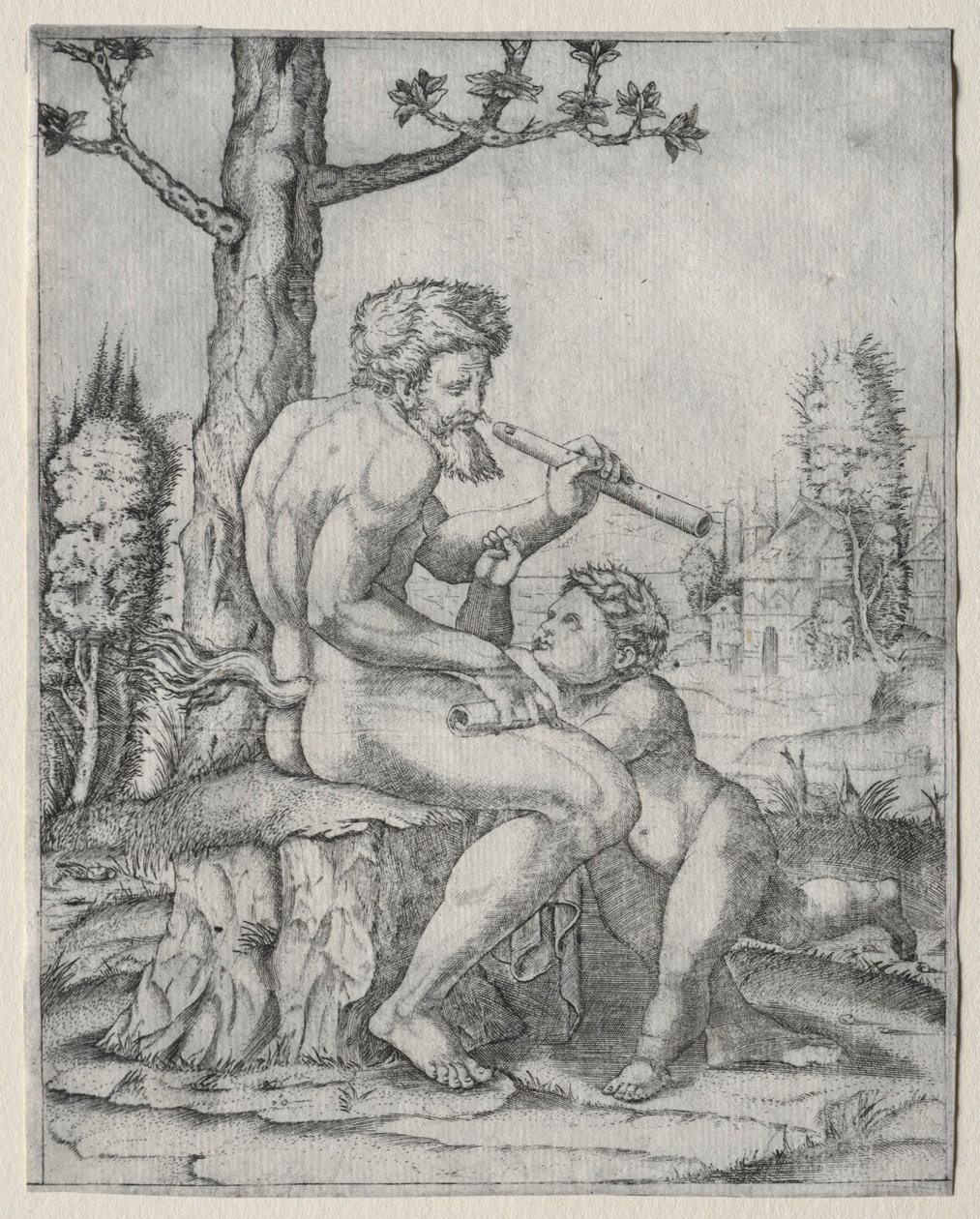 Faun and Child, c. 1509. tekijältä Marcantonio Raimondi