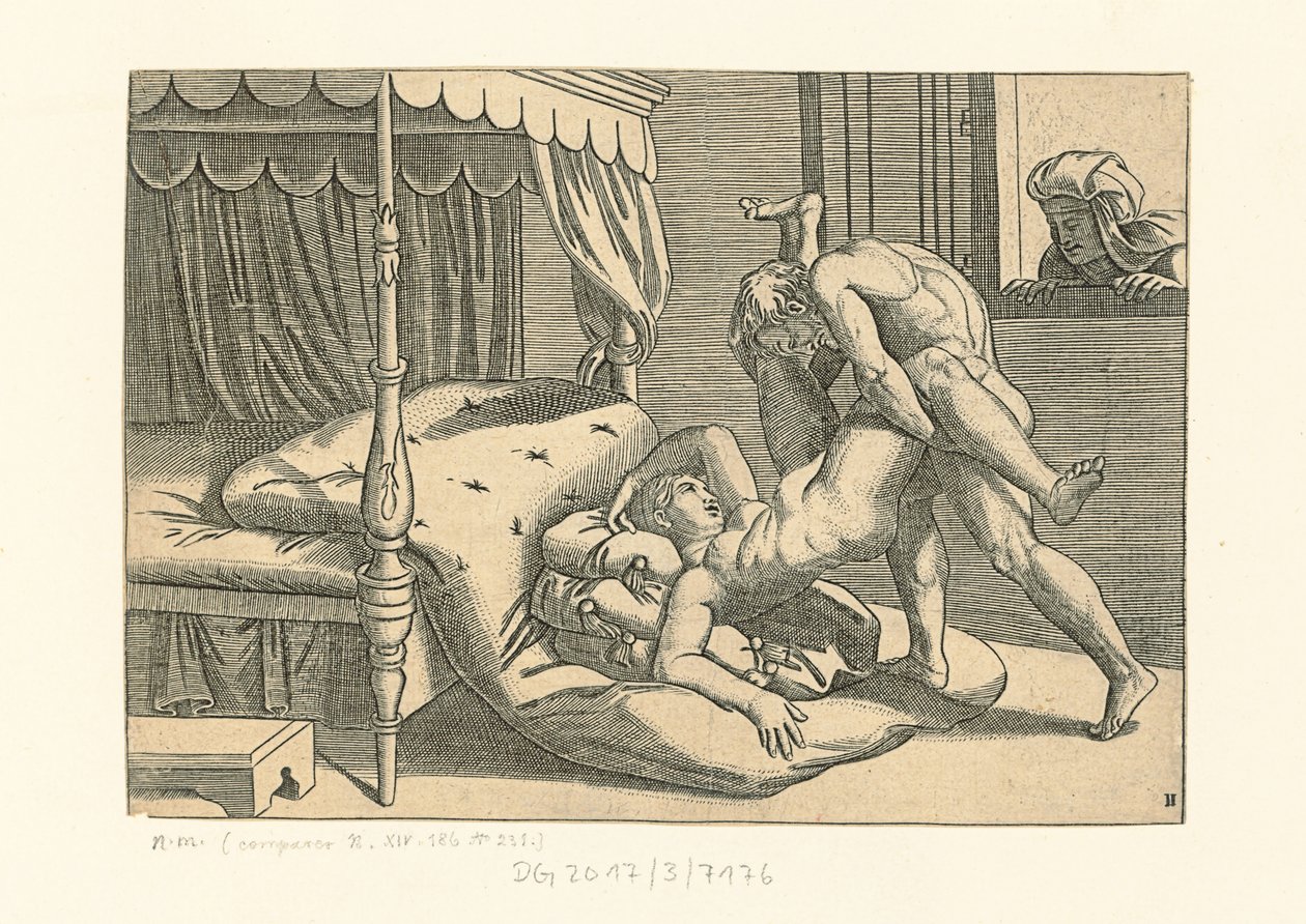 Minä Modi. Sijainti 9, 1530-1540. tekijältä Marcantonio, Raimondi