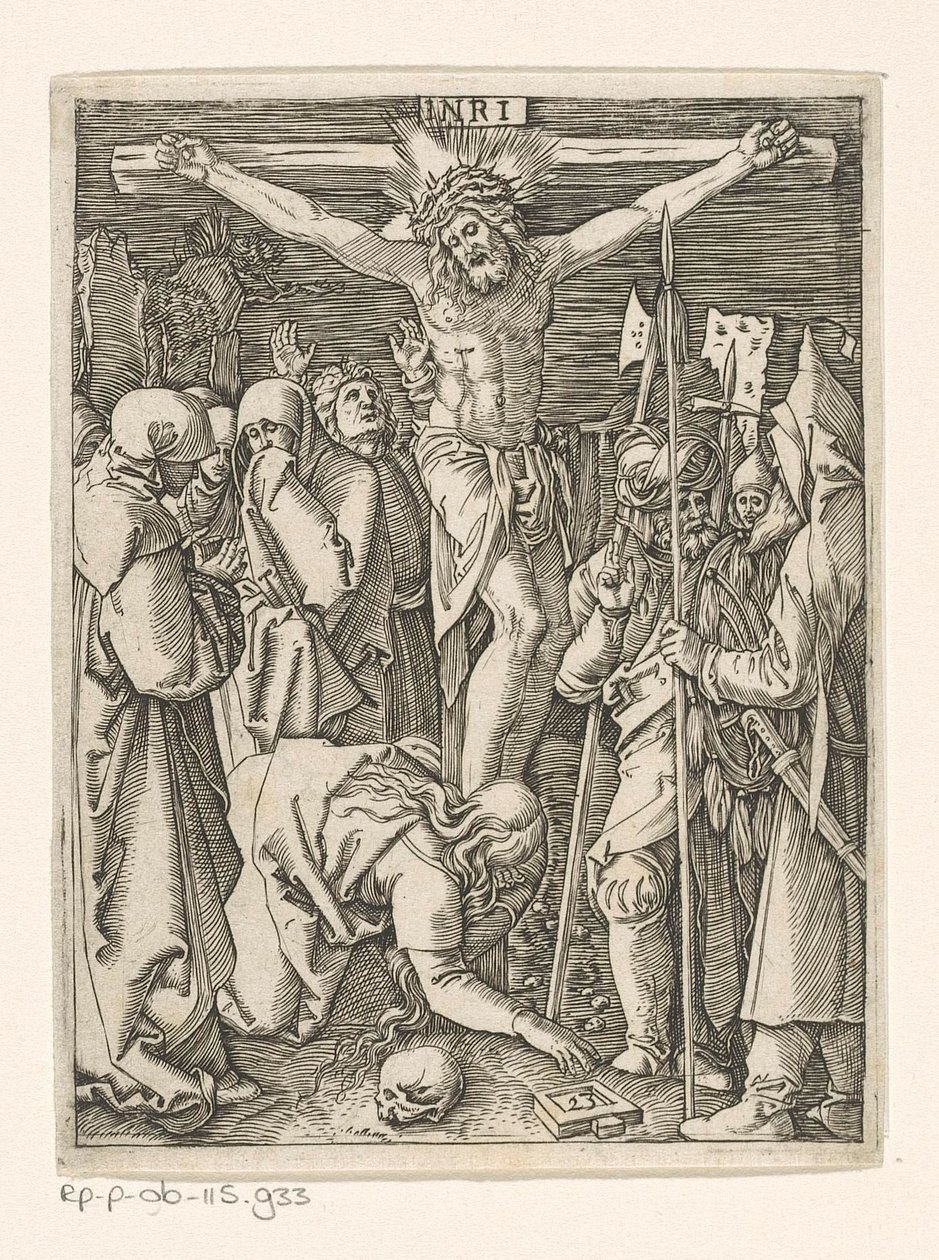 Ristiinnaulitseminen Passion of Christ (sarjan nimi) tekijältä Marcantonio Raimondi