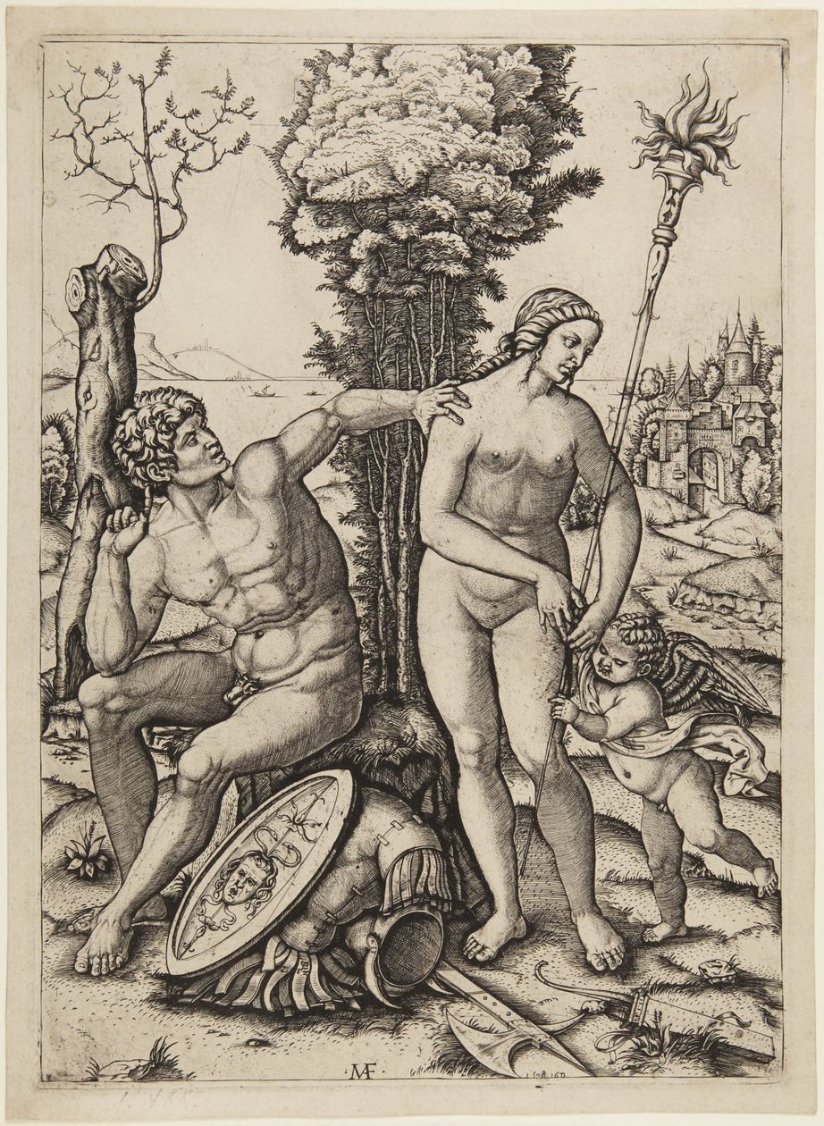Mars, Venus ja Cupido tekijältä Marcantonio Raimondi