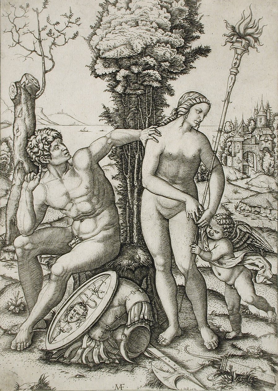Mars, Venus ja Cupido tekijältä Marcantonio Raimondi