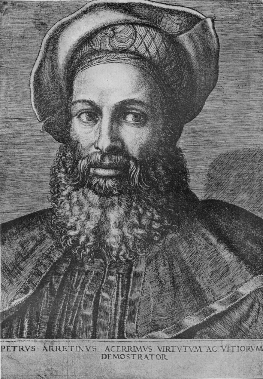 Pietro Aretinon muotokuva, c1517 tekijältä Marcantonio Raimondi