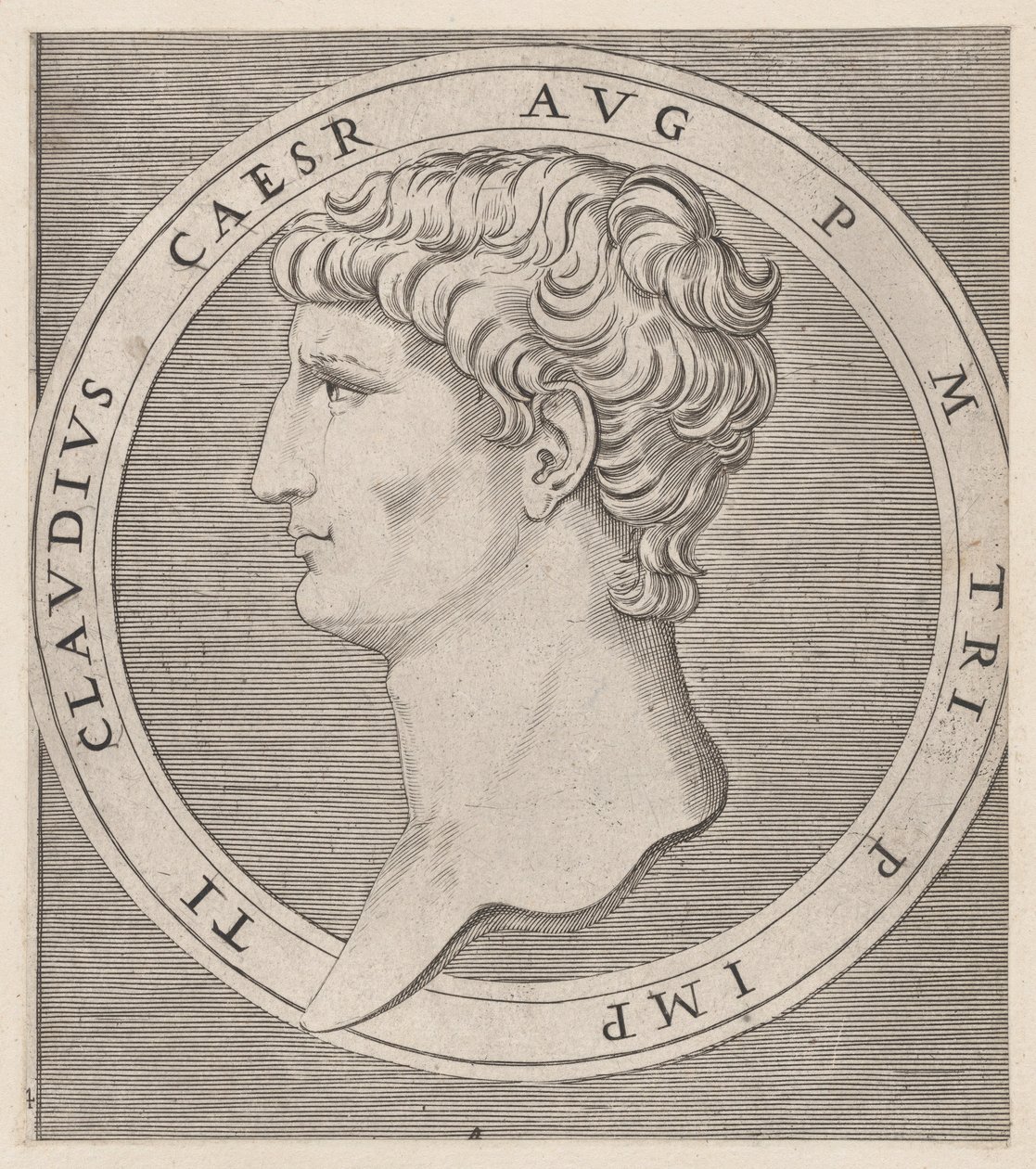 Rooman loiston peili: Claudius, Kahdestatoista keisarista, n. 1500-1534, n. 1500-1534. tekijältä Marcantonio Raimondi