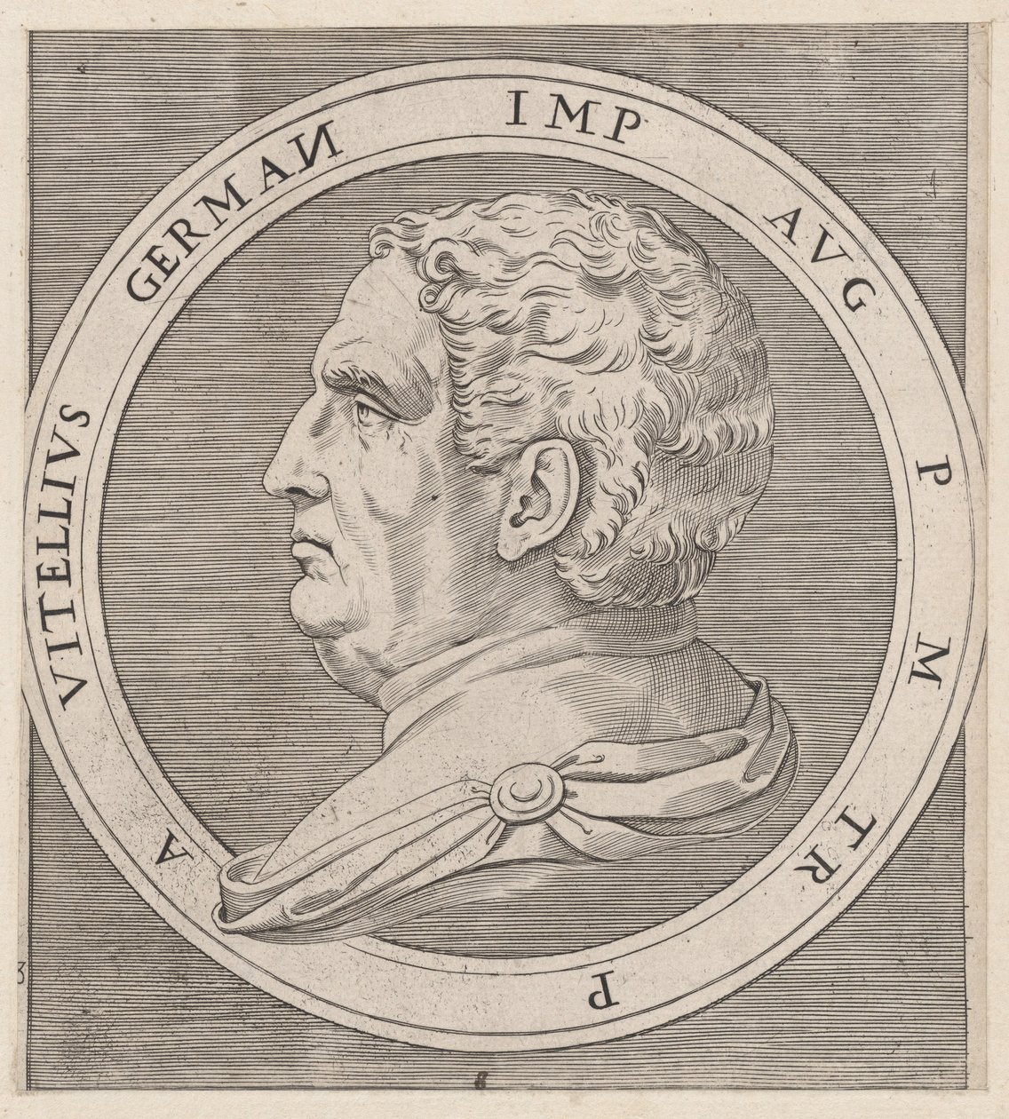 Rooman loiston peili: Vitellius, Kahdestoista keisarista, n. 1500-1534, n. 1500-1534. tekijältä Marcantonio Raimondi