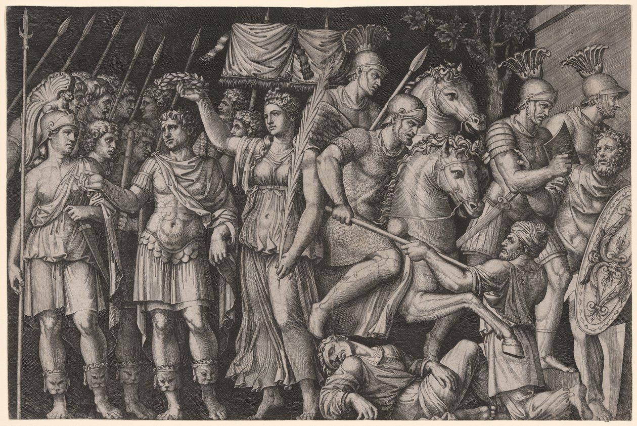 Trajanus voiton kruunaamana tekijältä Marcantonio Raimondi