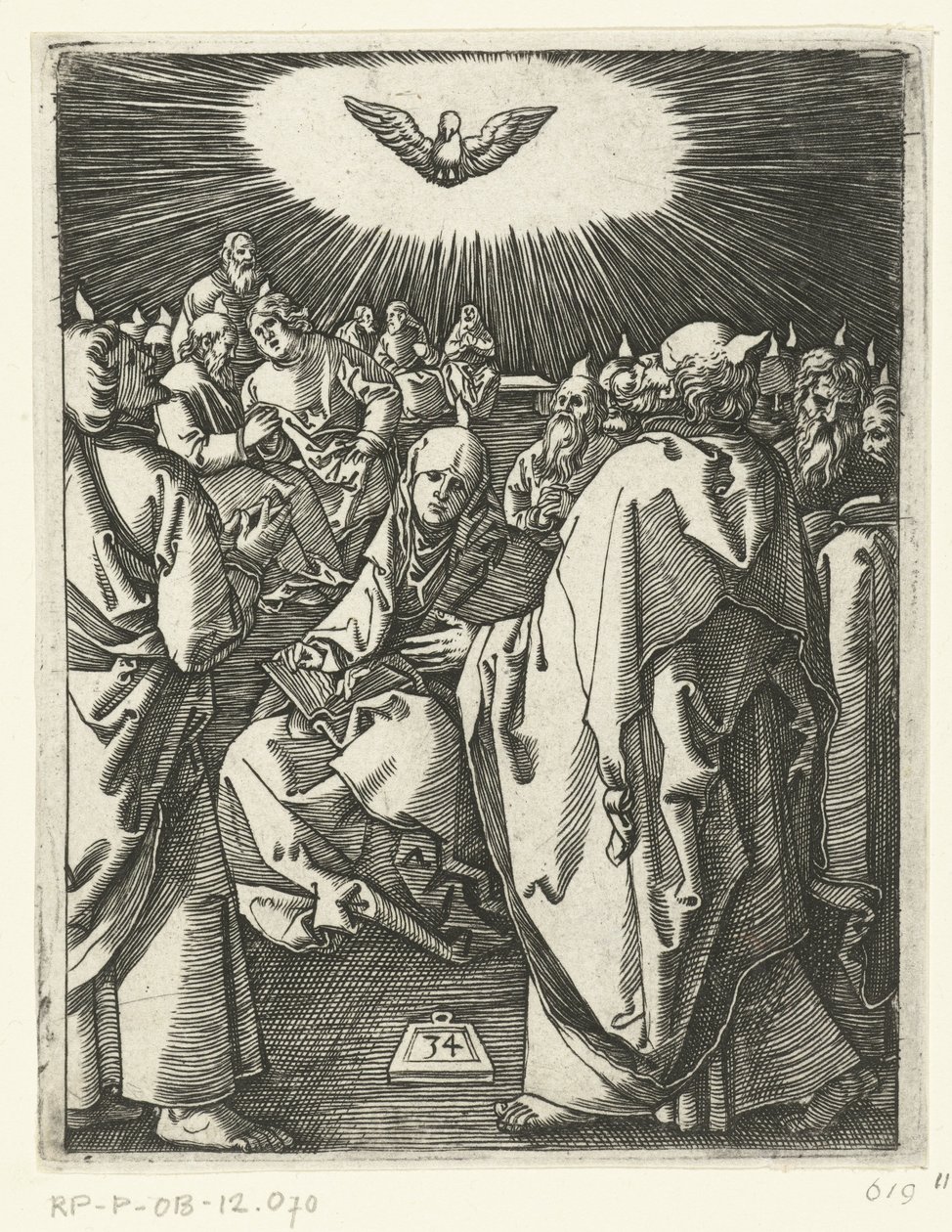 Pyhän Hengen vuodattaminen Passion of Christ (sarjan nimi) tekijältä Marcantonio Raimondi