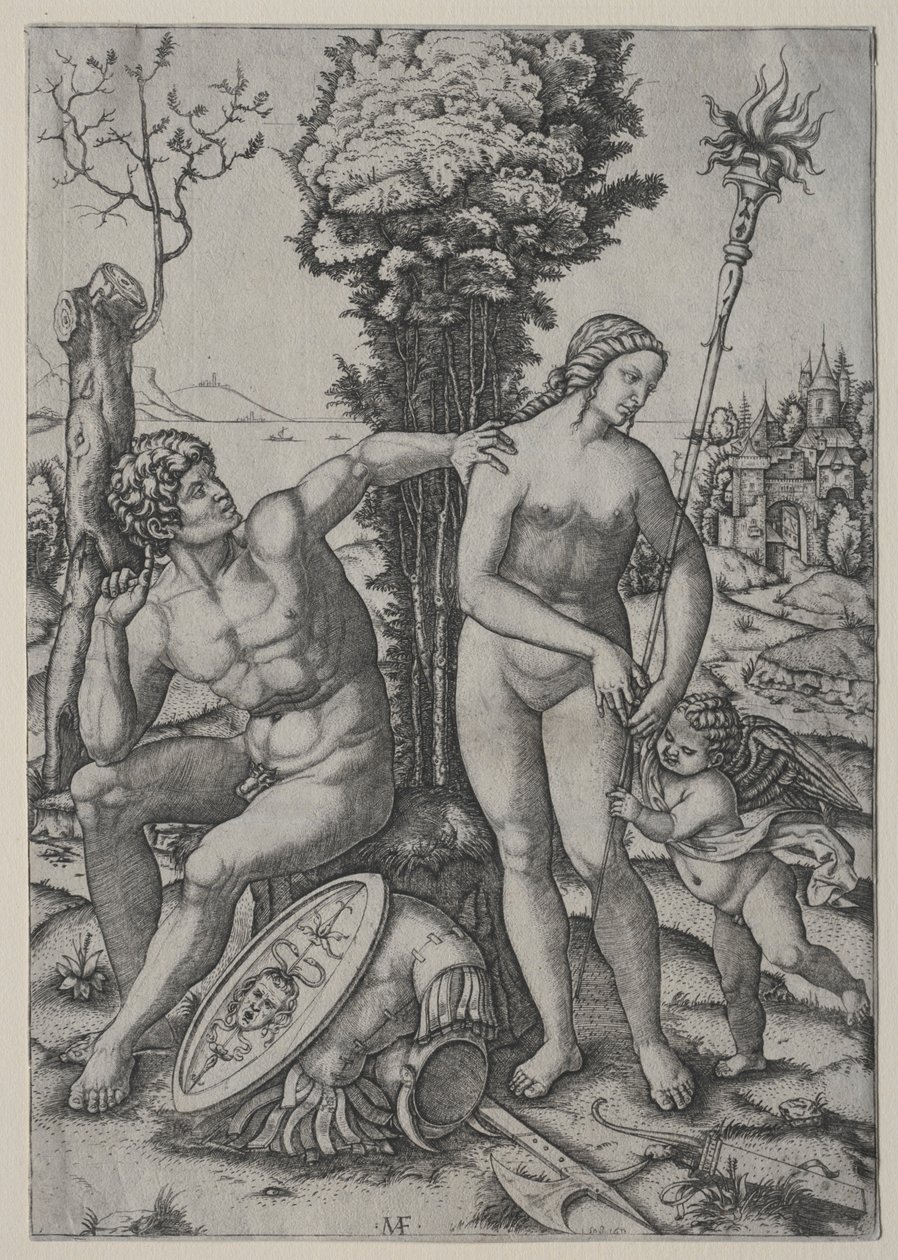 Venus, Mars ja Cupid, 1508. tekijältä Marcantonio Raimondi