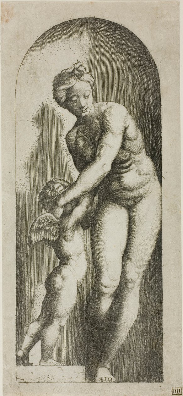 Venus ja Cupid tekijältä Marcantonio Raimondi