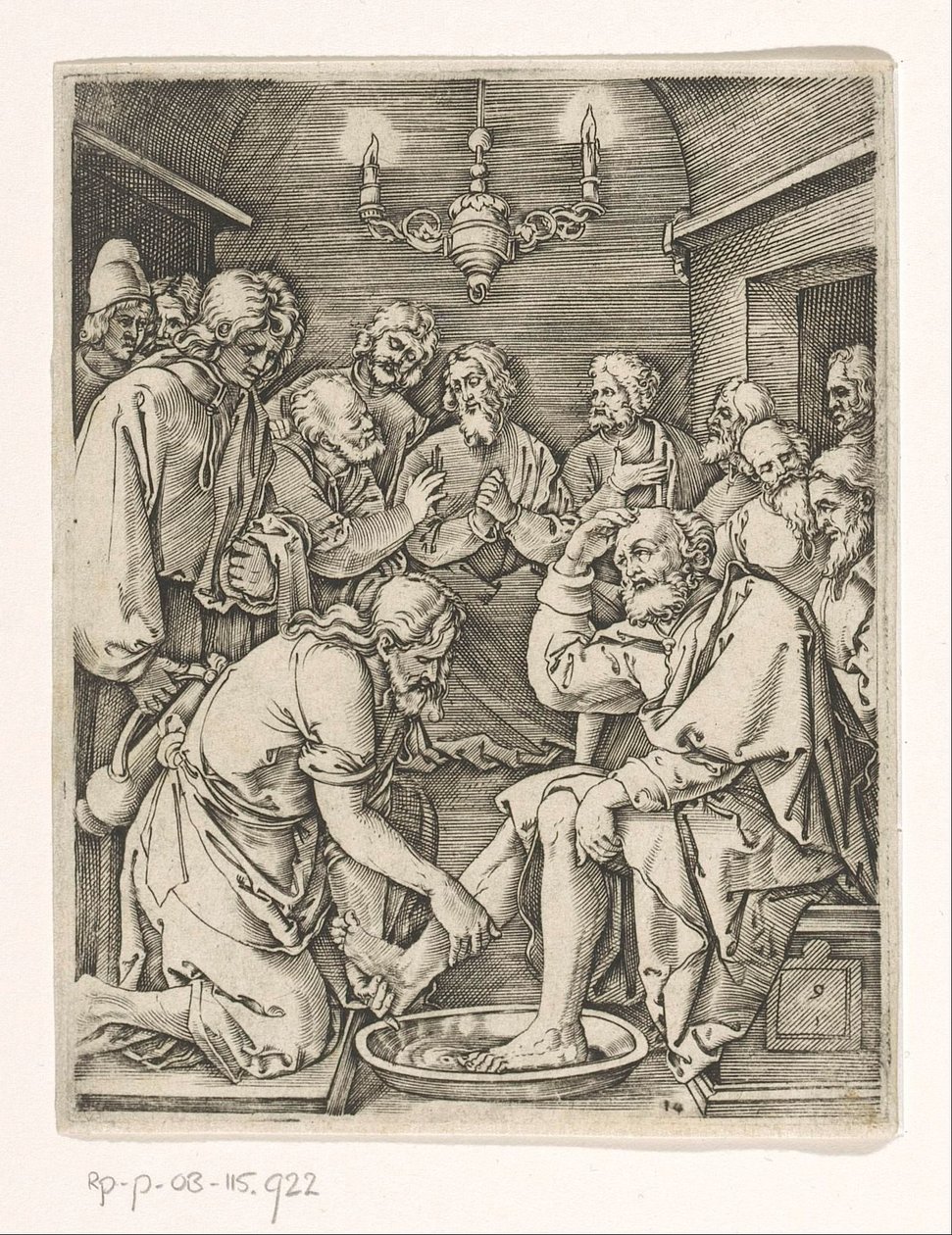 Pietarin jalkojen pesu Passion of Christ (sarjan nimi) tekijältä Marcantonio Raimondi
