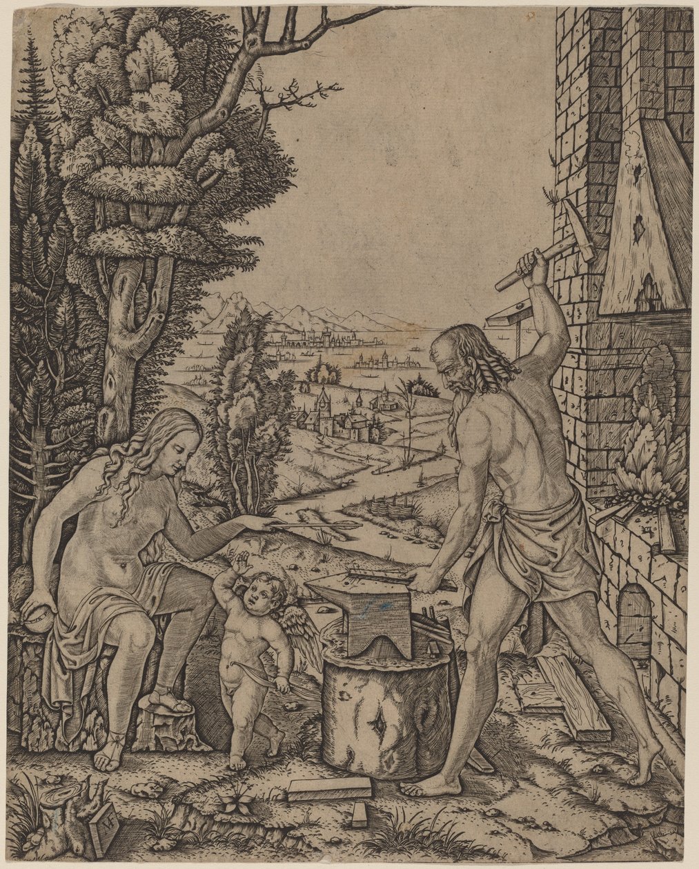 Vulkaani, Venus ja Eros tekijältä Marcantonio Raimondi