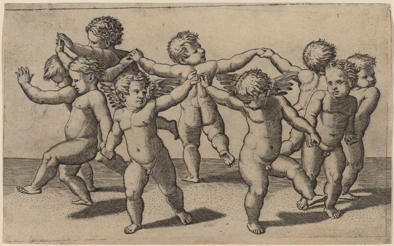 Amorien tanssi tekijältä Marcantonio Raimondi after Raphael