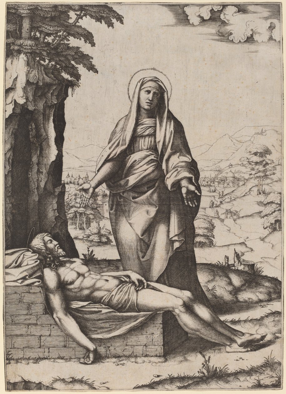 Neitsyen valitus tekijältä Marcantonio Raimondi after Raphael