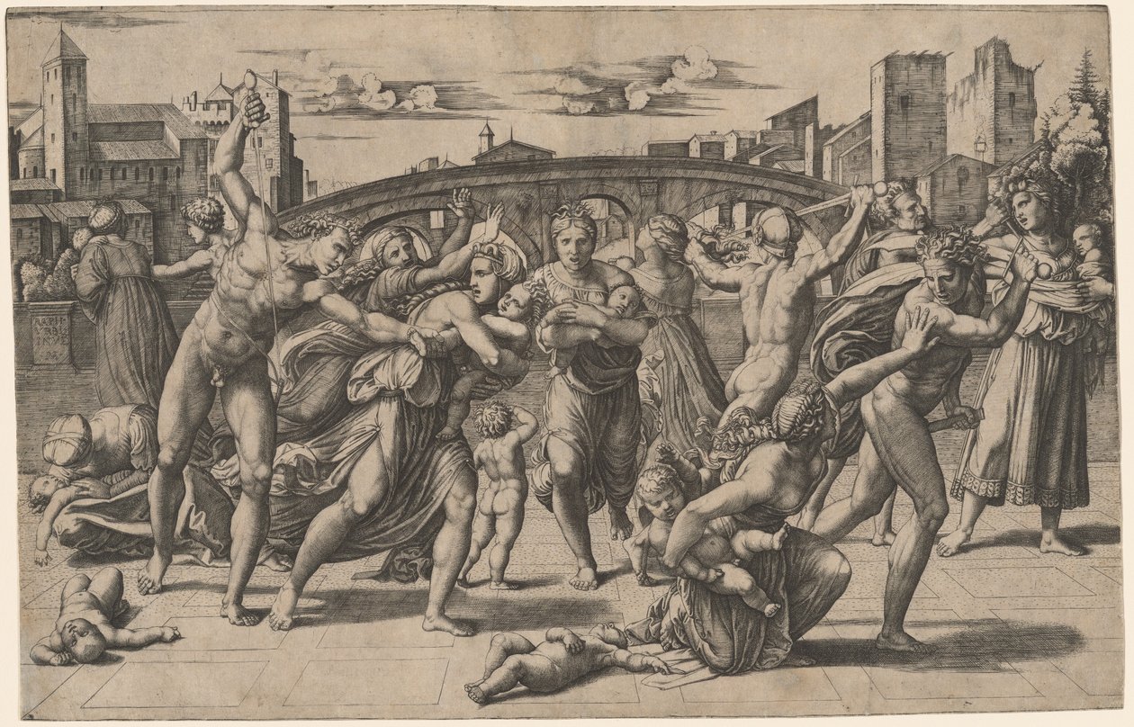 Viattomien verilöyly tekijältä Marcantonio Raimondi after Raphael