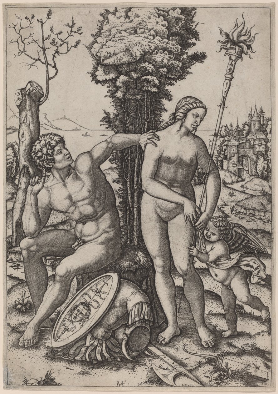 Mart, Venus i Erosfinnish tekijältä Marcantonio Raimondi possibly after Andrea Mantegna