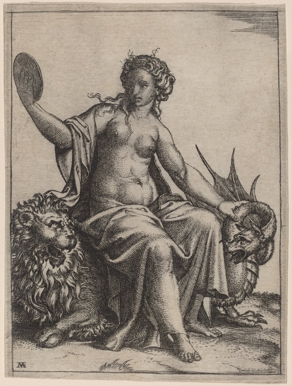 Varovaisuutta tekijältä Marcantonio Raimondi possibly after Raphael
