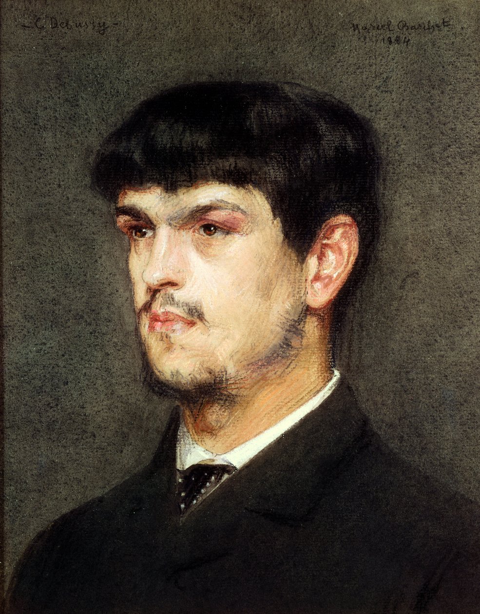 Claude Debussy Roomassa, 1884 (pastelli paperille) tekijältä Marcel Andre Baschet