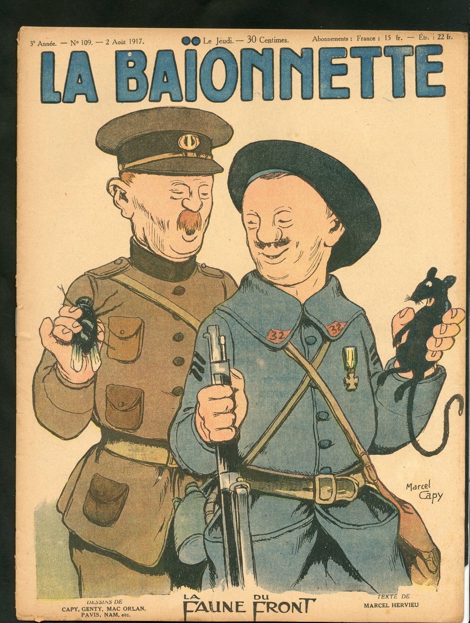 Kansi "" La Baionnette", satiirinen väreissä tekijältä Marcel Amable O.L. Capy