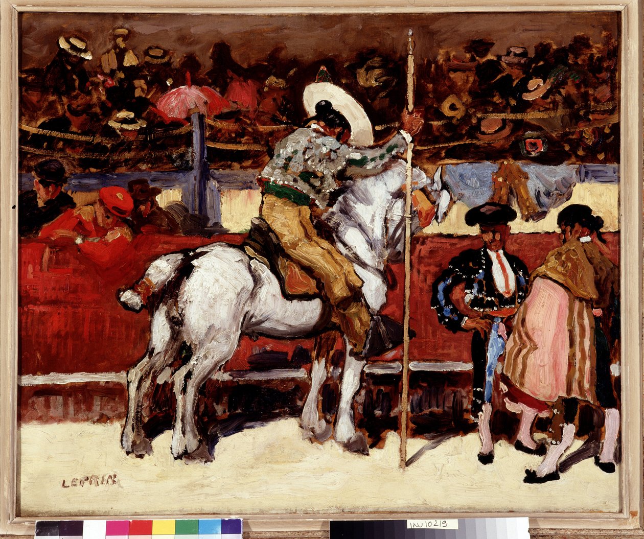 Picador ja matador härkätaistelu areenalla. Marcel Leprinin (1891-1931) maalaus Dim. 50x61 cm Pakollinen maininta: Collection fondation regards de Provence, Marseille tekijältä Marcel Leprin