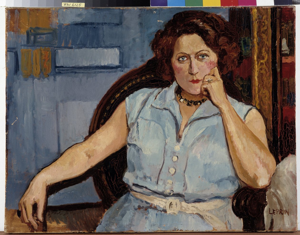Istuvan naisen muotokuva Marcel Leprinin (1891-1933) maalaus 1900-luku Pakollinen maininta: Kokoelman perustan terveisiä Provencesta, Marseillesta tekijältä Marcel Leprin