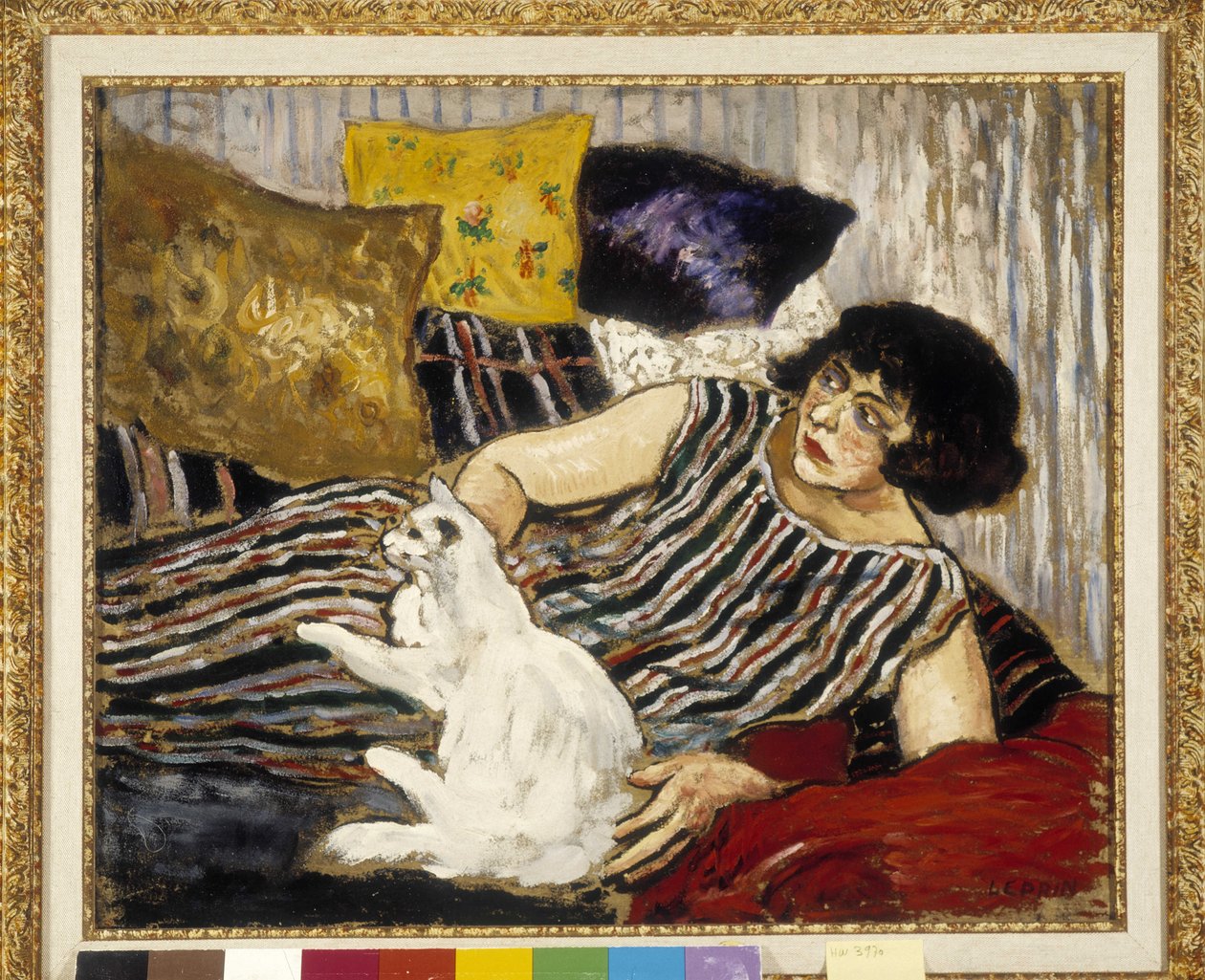Suzanne Valadon (1865-1938) ja hänen kissansa. Marcel Leprinin (1891-1933) maalaus, Pakollinen maininta: Terveisin de provence -säätiön kokoelma, Marseille (cm 45x54) tekijältä Marcel Leprin