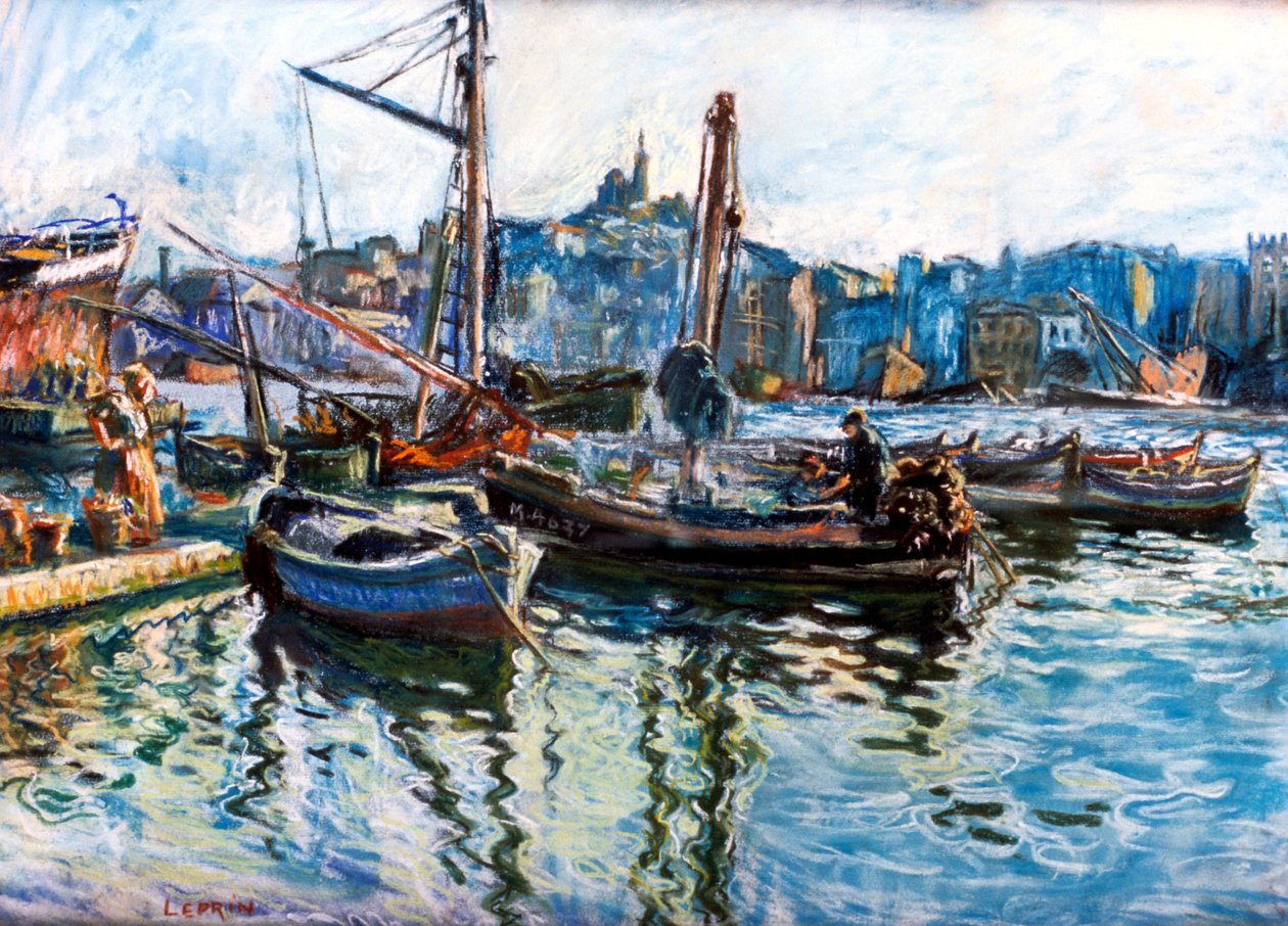 Marseillen satama, vuodelta 1920 tekijältä Marcel Leprin