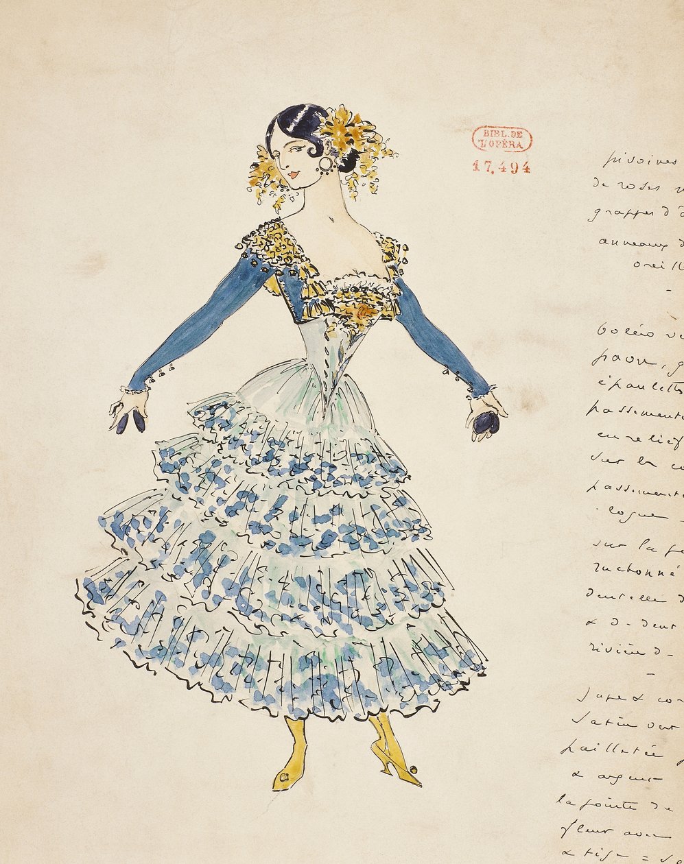 Carmen, figurino de Marcel Multzer (1866-1937) para o Ato II de Carmen, de Georges Bizet (1838-1875) finlandês tekijältä Marcel Multzer