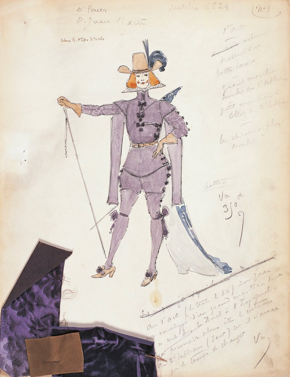 França, Paris, esboço de figurino para Don Giovanni para a performance Don Giovanni or the rake punid