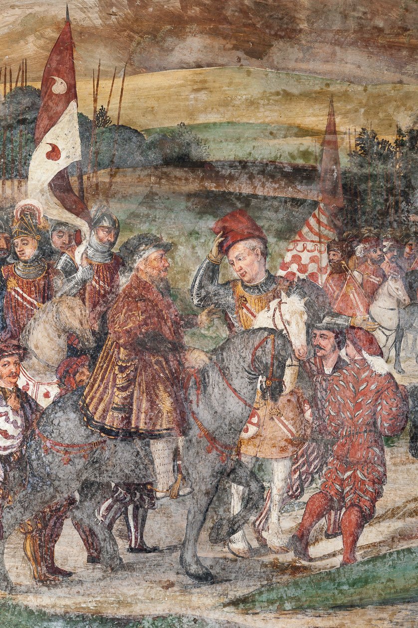 Yksityiskohta tanskalaisen Christian I:n vierailusta Bartolomeo Colleonin kunniahuoneeseen tekijältä Marcello or Romani Girolamo (Romanino) (c.1485 c.1566) (attr.to) Fogolino