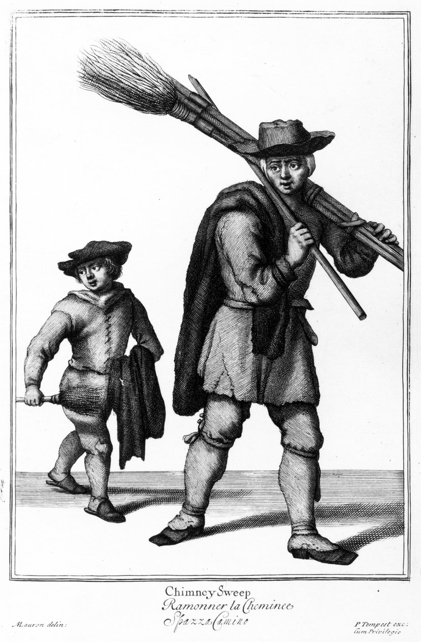 Chimney Weep, kuvitus Pierce Tempestin The Cryes of Londonista, julkaistu noin 1688 tekijältä Marcellus or Marcel Lauron