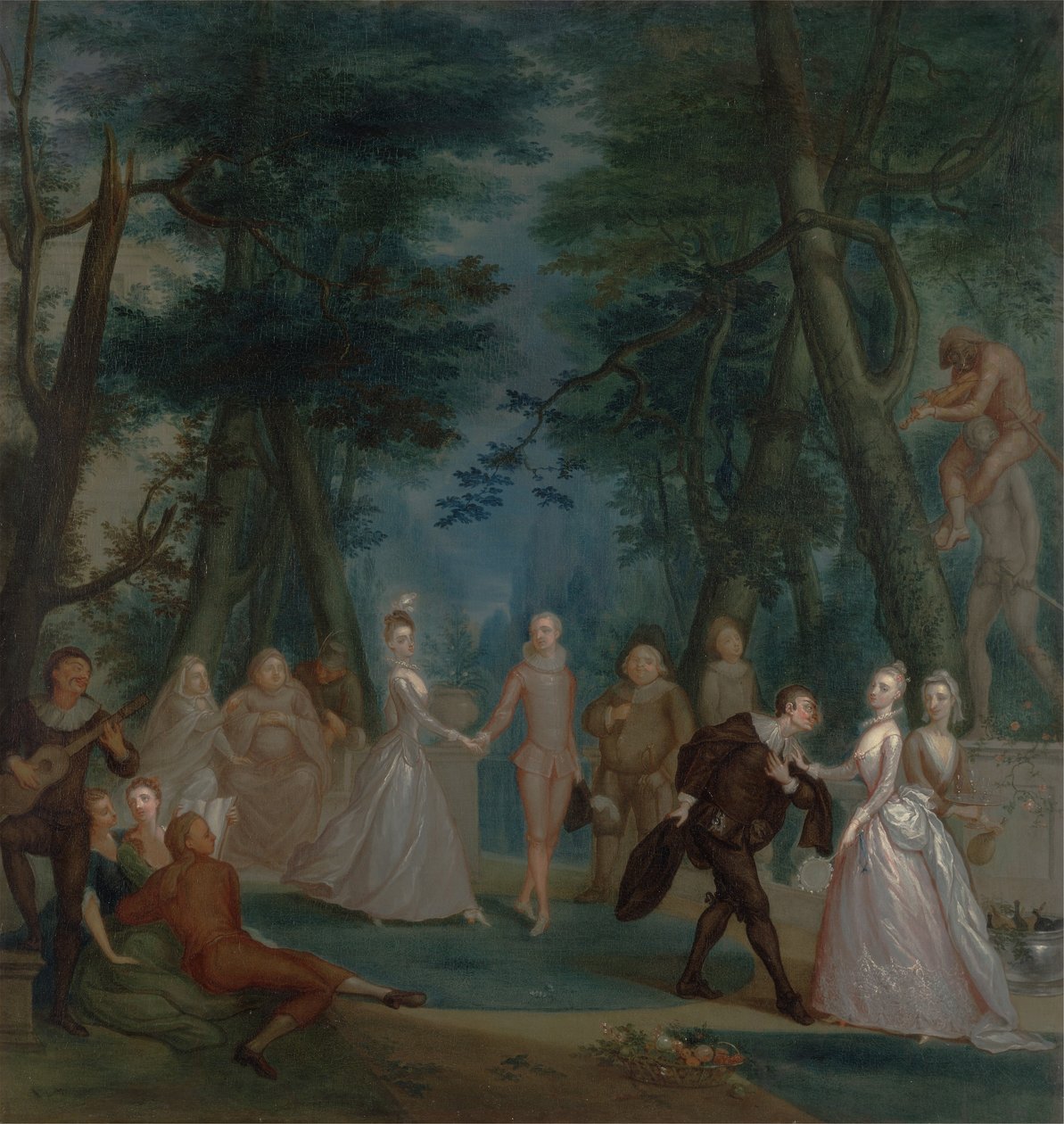 Kohtaus puistossa, hahmoja Commedia dell